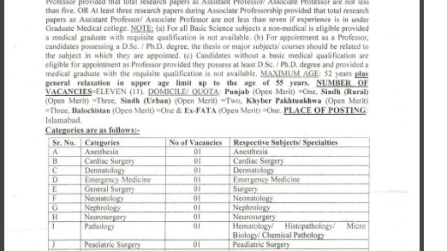 FPSC-Professor-Jobs-Advertisement