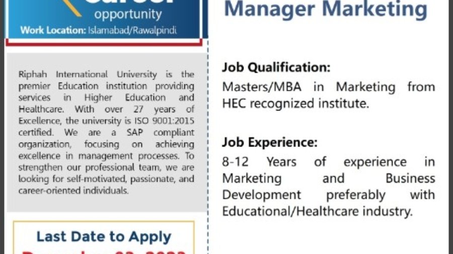 Marketing-Manager-Jobs-At-Riphah-University-Islamabad-Campus
