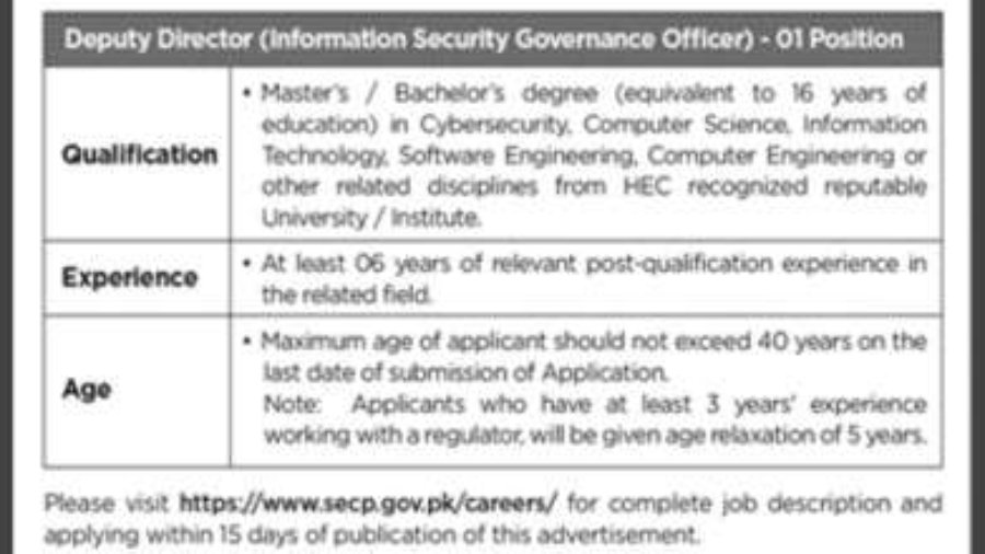 SECP-Jobs-Pakistan-[Securities-And-Exchange-Commission-Of-Pakistan]