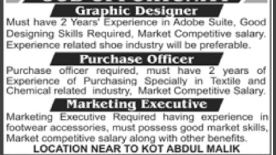 Today-Private-Jobs-In-Lahore-(Graphic-Designer+Purchase-Officer)